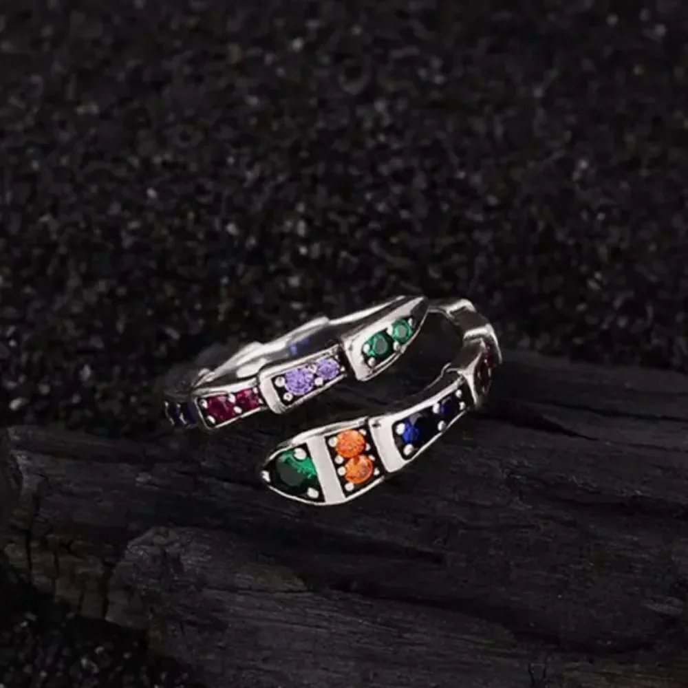 The Multi-Colored Serpent Ring in 925 silver